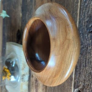 Artisan Signed Joe Broyles Cedar Elm Hand Carved Wooden Vase Planter Footed Bowl